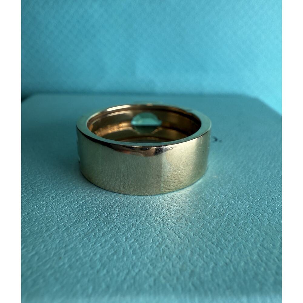 Tiffany & Co. 18k Gold 8mm Sparkle Green Gemstone Peridot Band Wide Ring 12.3g - Picture 3 of 16
